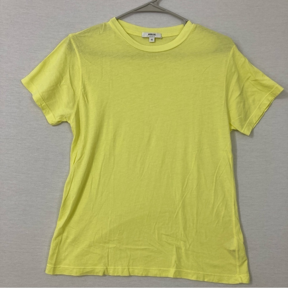 Agolde Yellow Supima Cotton Rena Crew Neck Easy T Shirt XS